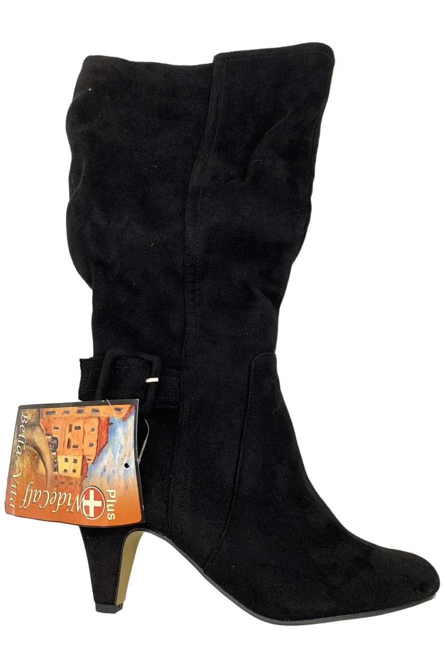 Bella Vita Women's Wide-Calf Knee-High Boots Troy II Plus Blk Suede - Extra Wide